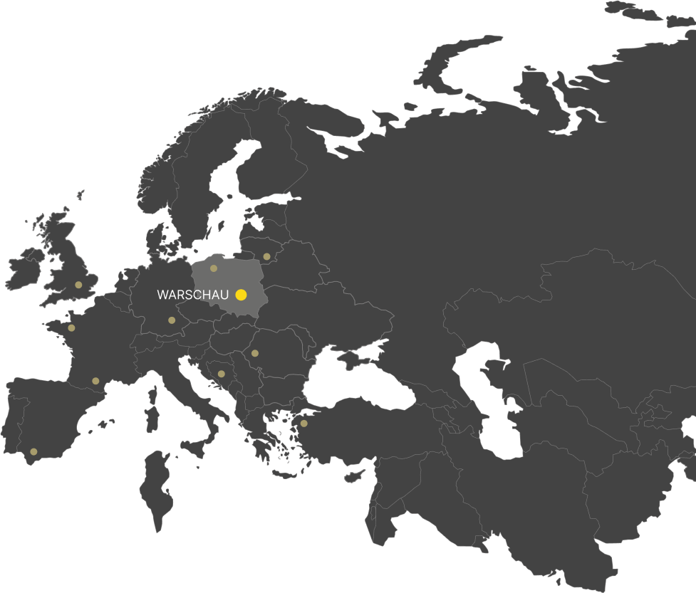 Map highlighting the cities where Wolax operates.